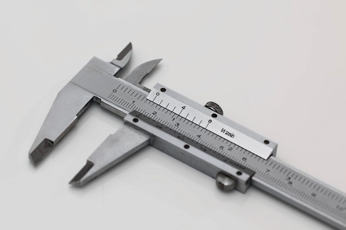 Vernier caliper being used for dimensional measurement